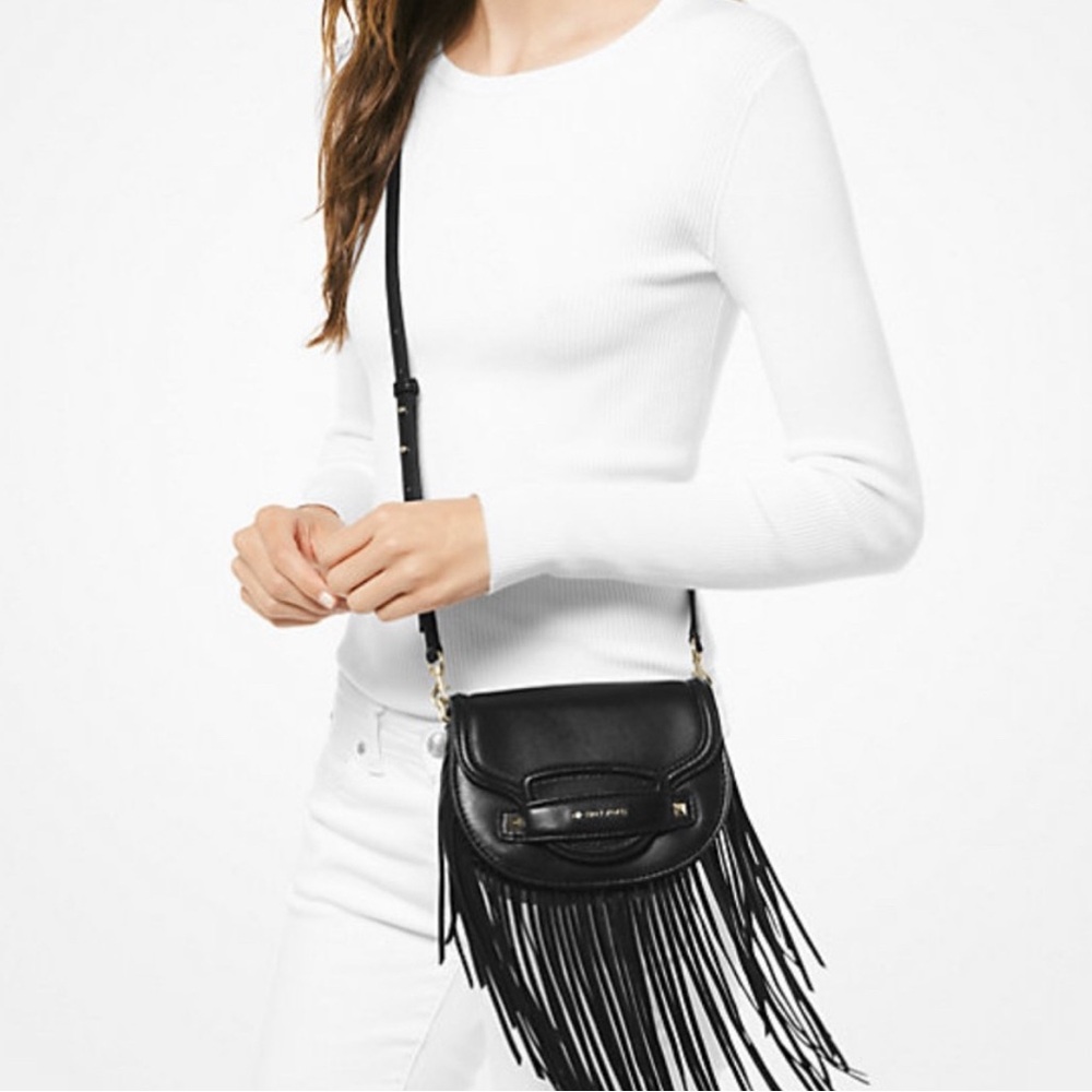 Michael Kors Black Fringe Crossbody Bag Like New With Out Tags